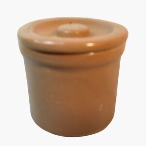 Vintage Ceramic Lidded Crock Jar Canister Salmon Color Small 3 inch